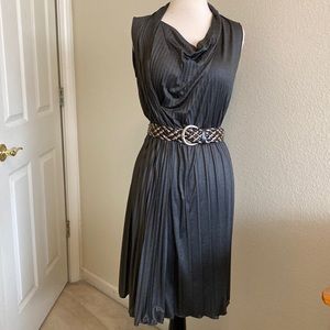 Steel Grey Pleated Moschino Dress